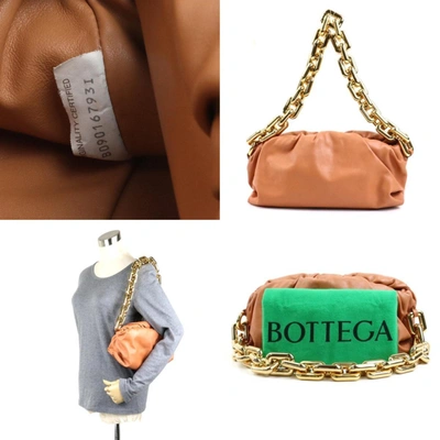 Shop Bottega Veneta Chain Pouch Brown Leather Shoulder Bag ()
