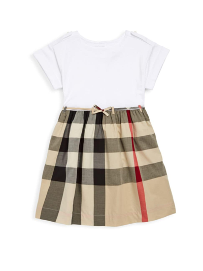 Shop Burberry Little Girl's Rhonda Cotton Dress In New Classic Check