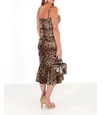 Shop Dolce & Gabbana Elegant Leopard Print Cady Women's Dress In Brown