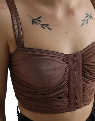 Shop Dolce & Gabbana Elegant Cropped Silk Blend Women's Top In Brown