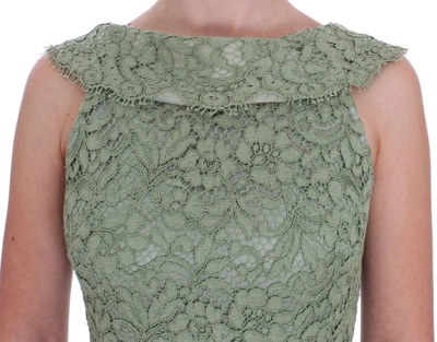 Shop Dolce & Gabbana Elegant Green Floral Lace Maxi Women's Dress