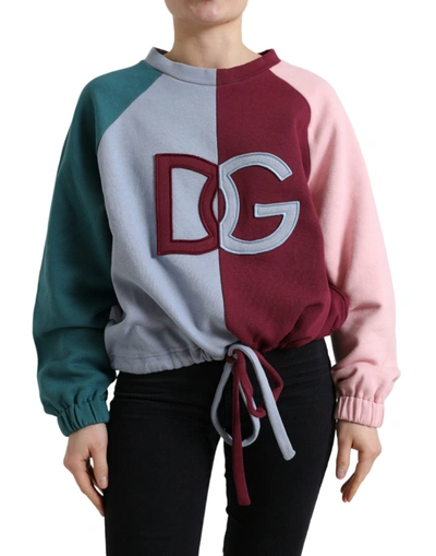 Shop Dolce & Gabbana Elegant Multicolor Crew Neck Cotton Women's Sweater