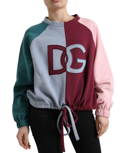 Shop Dolce & Gabbana Elegant Multicolor Crew Neck Cotton Women's Sweater