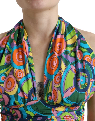 Shop Dolce & Gabbana Elegant Silk Blend Halter Cropped Women's Top In Multicolor