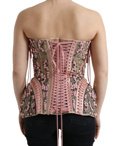 Shop Dolce & Gabbana Silken Nylon Bustier Corset Top In Women's Pink