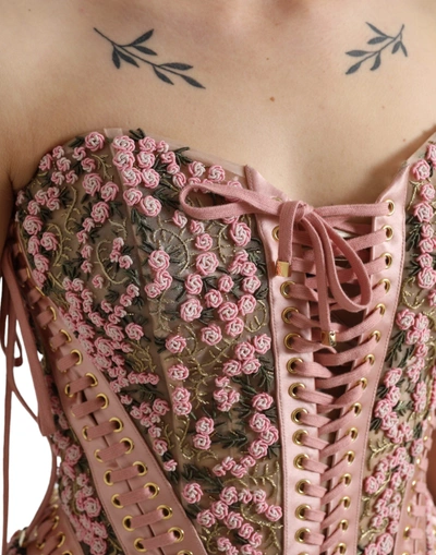 Shop Dolce & Gabbana Silken Nylon Bustier Corset Top In Women's Pink