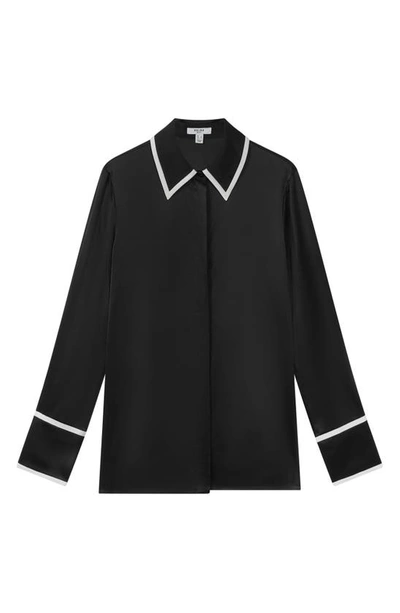 Shop Reiss Murphy Tipped Silk Shirt In Black