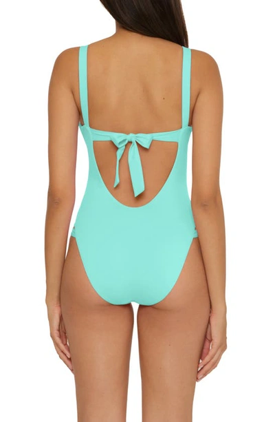 Shop Becca Color Code Leg Inset One-piece Swimsuit In Sky