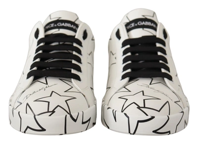 Shop Dolce & Gabbana White Leather Stars Low Top Sneakers Men's Shoes