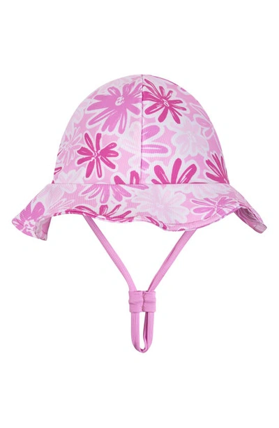 Shop Andy & Evan One-piece Rashguard Swimsuit & Hat Set In Pink Floral