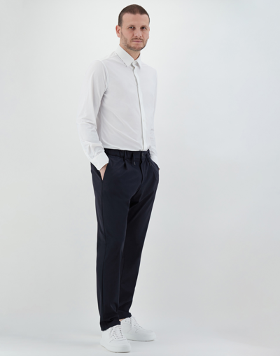 Herno Easy Suit Stretch Trousers In Navy Blue