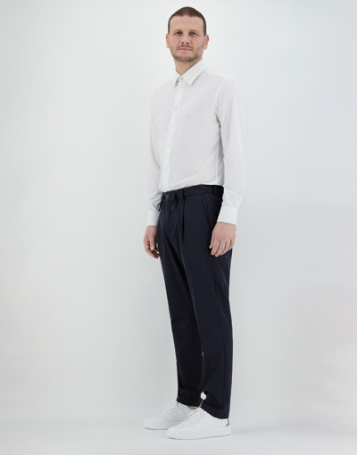 Herno Easy Suit Stretch Trousers In Navy Blue