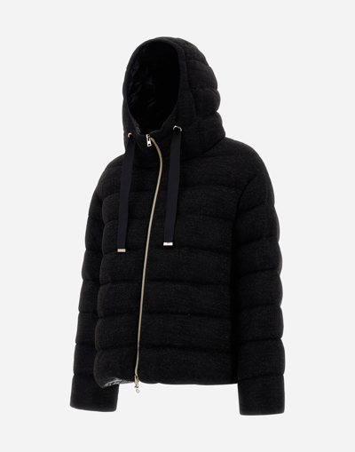 Herno Shiny Knit Bomber Jacket In Black