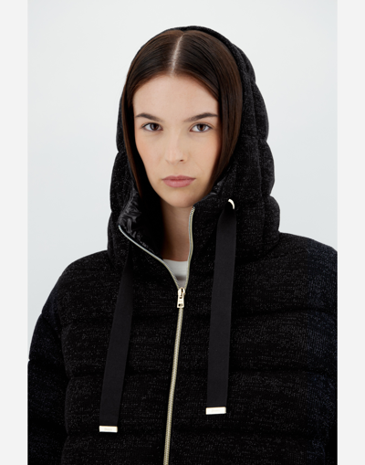 Herno Shiny Knit Bomber Jacket In Black