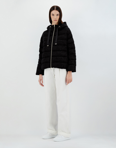 Herno Shiny Knit Bomber Jacket In Black