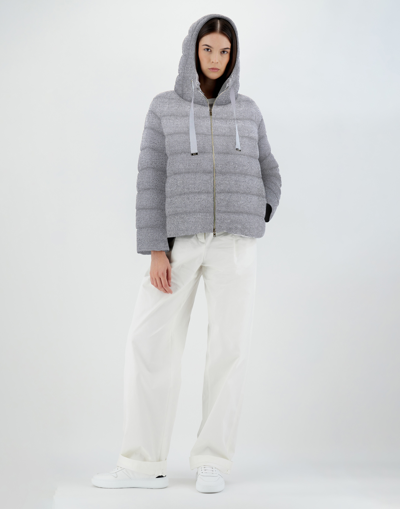Herno Shiny Knit Bomber Jacket In Pearl