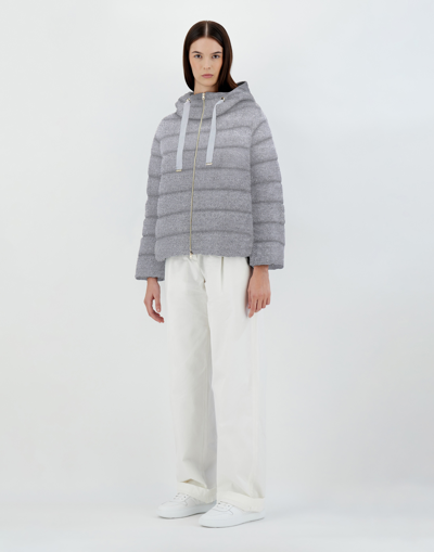 Herno Shiny Knit Bomber Jacket In Pearl