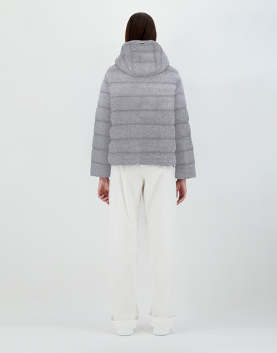 Herno Shiny Knit Bomber Jacket In Pearl