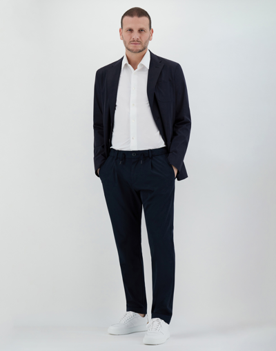 Shop Herno Easy Suit Stretch ジャケット In Navy Blue