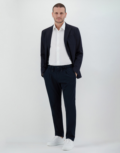 Herno Blazer In Easy Suit Stretch In Navy Blue