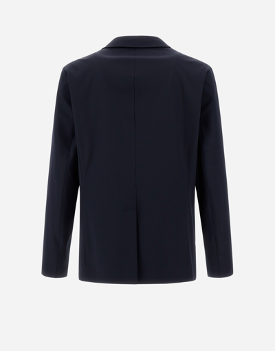 Herno Blazer In Easy Suit Stretch In Navy Blue