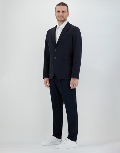 Herno Blazer In Easy Suit Stretch In Navy Blue