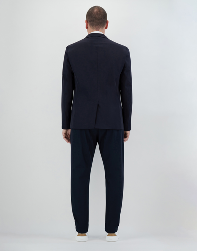 Shop Herno Blazer In Easy Suit Stretch In Navy Blue