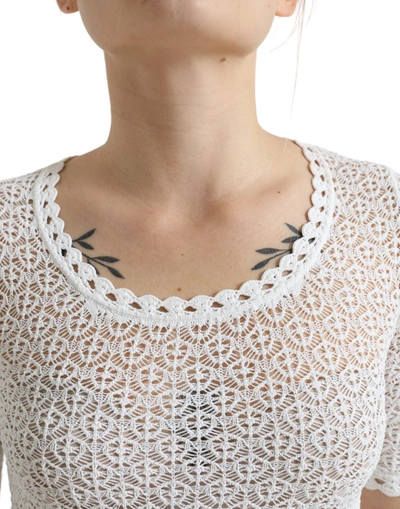Shop Dolce & Gabbana Elegant White Knitted Round Neck Women's Top
