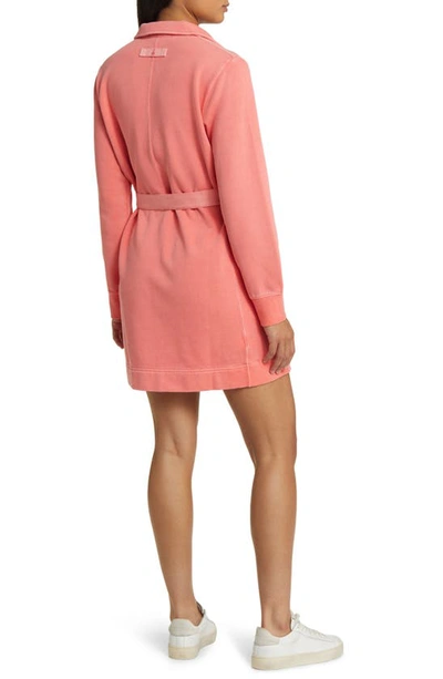 Shop Tommy Bahama Sunray Cove Long Sleeve Tie Waist Cotton Minidress In Pure Coral