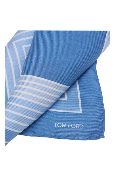 Shop Tom Ford Silk Pocket Square In Avian Blue