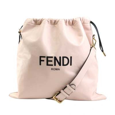 Shop Fendi Drawstring Pink Leather Shoulder Bag ()