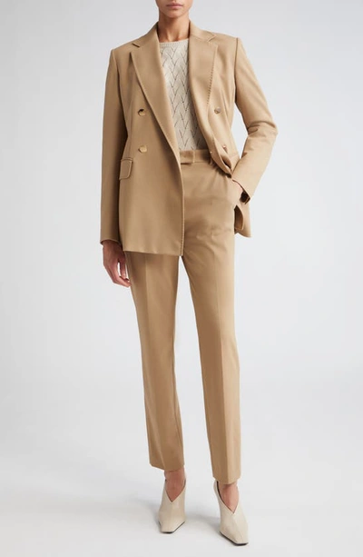 Shop Max Mara Studio Ananas Stretch Jersey Ankle Trousers In Camel