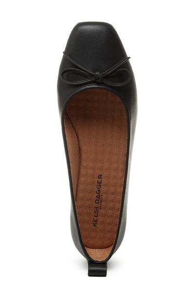 Kelsi Dagger Brooklyn Frankie Square Toe Ballet Flat In Black Leather