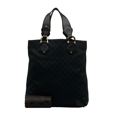 Shop Gucci Gg Canvas Black Canvas Tote Bag ()