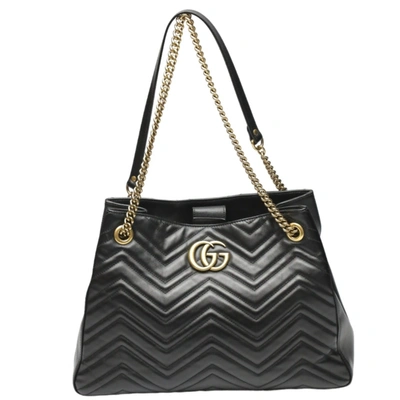 Shop Gucci Gg Marmont Black Leather Tote Bag ()