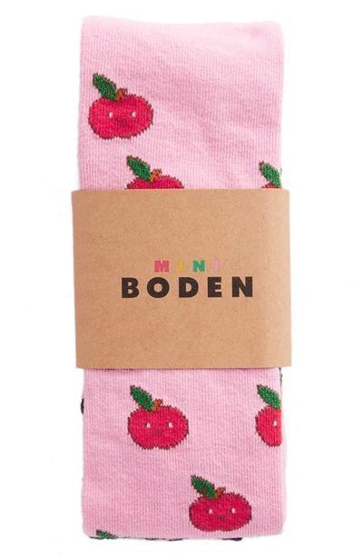 Shop Mini Boden Kids' Apple Print Tights In Pink Apples