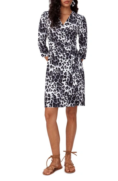 Shop Diane Von Furstenberg New Julian Two Print Silk Wrap Dress In Heritage Snow Cheeta