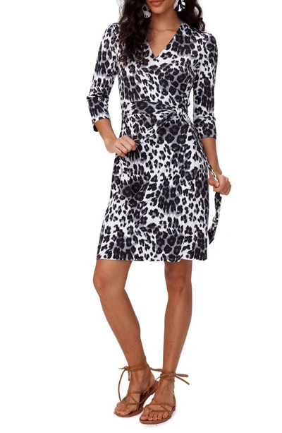 Shop Diane Von Furstenberg New Julian Two Print Silk Wrap Dress In Heritage Snow Cheeta