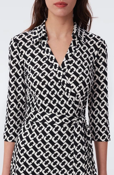 Diane Von Furstenberg Abigail Silk Jersey Midi Wrap Dress In Chain Link Medium Bl
