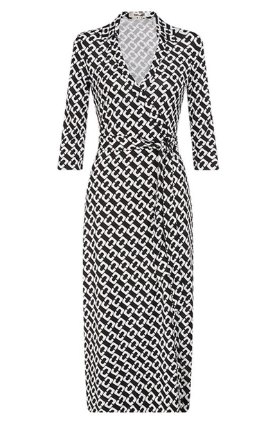 Shop Diane Von Furstenberg Abigail Silk Wrap Midi Dress In Chain Link Medium Bl