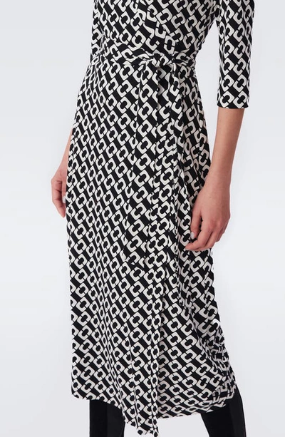 Shop Diane Von Furstenberg Abigail Silk Wrap Midi Dress In Chain Link Medium Bl