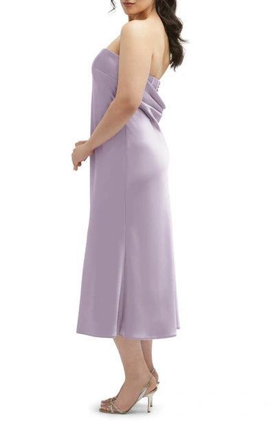 Shop After Six Strapless Charmeuse Midi Cocktail Dress In Lilac Haze