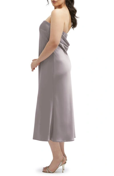 After Six Strapless Charmeuse Midi Cocktail Dress In Cashmere Gray