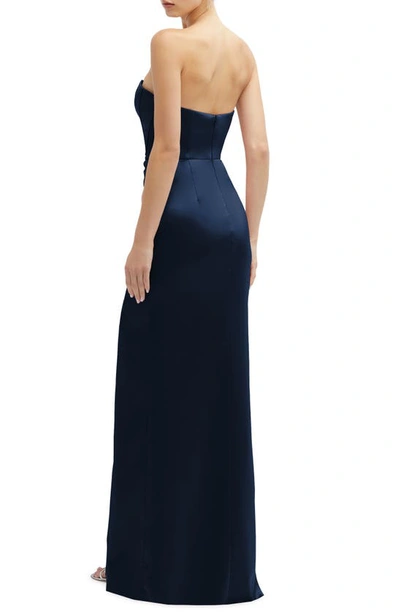 After Six Corset Strapless Charmeuse Gown In Midnight
