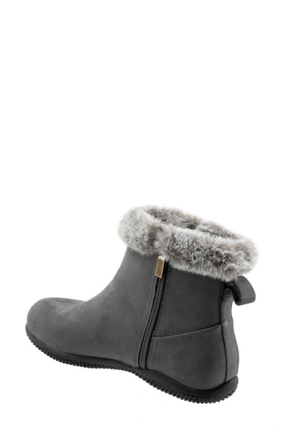 Softwalk Helena Faux Fur Bootie In Smoke Nubuck