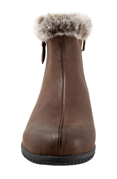 Softwalk Helena Faux Fur Bootie In Dark Brown Nubuck