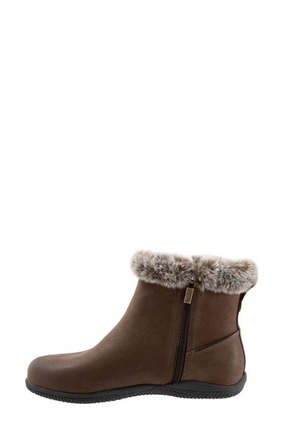 Softwalk Helena Faux Fur Bootie In Dark Brown Nubuck
