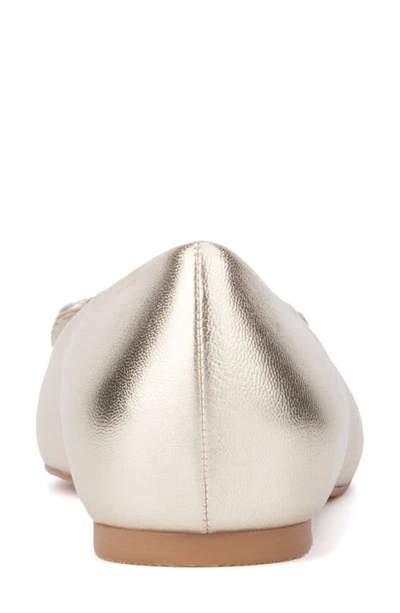 Aquatalia Jena Pointed Metallic Leather Ballerina Flats In Platino