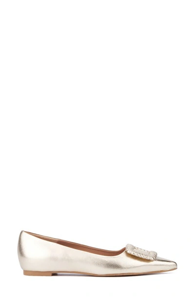 Aquatalia Jena Pointed Metallic Leather Ballerina Flats In Platino