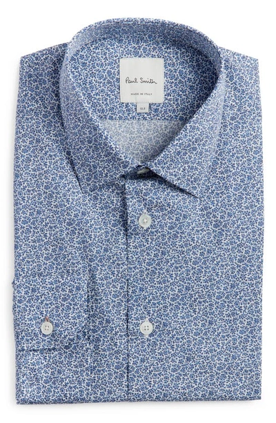 Shop Paul Smith Tailored Fit Floral Cotton Dress Shirt In Green-blue